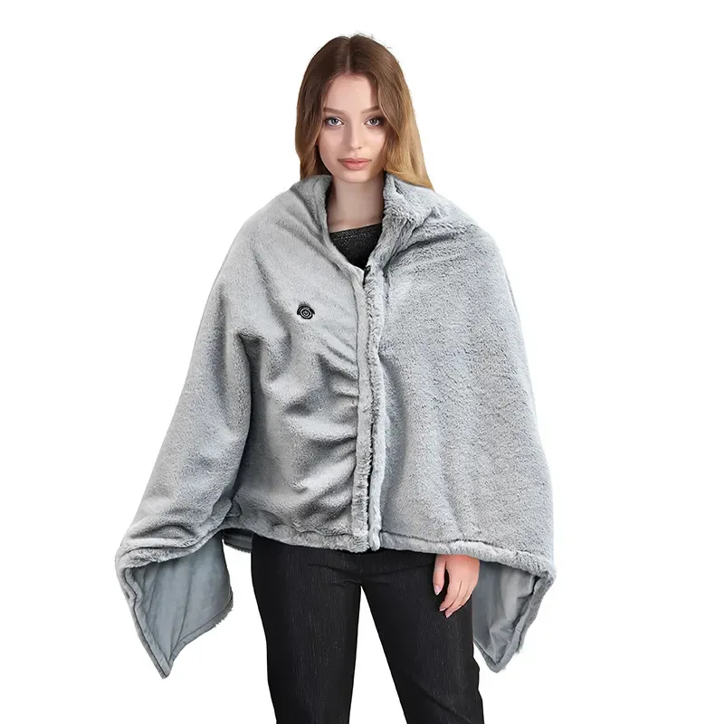 

New rabbit fur electric heated shawl/blanket, super comfortable rabbit fur smart heating blanket for lunch break warmth.DR-059
