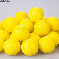 10PCS High Quality Plastic Golf Ball Outdoor Sports Yellow Soft Elastic Golf Balls Golf Practice Training Balls Training Aid