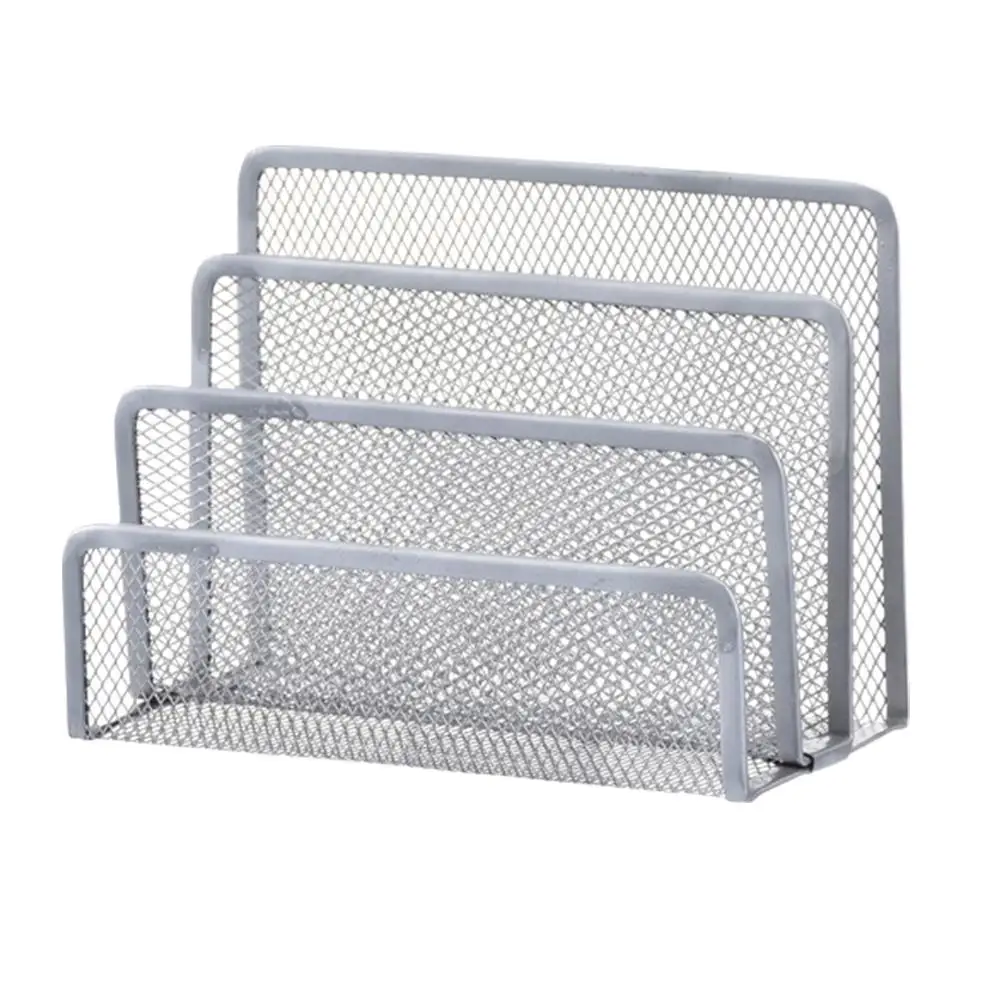 Paper Tray Iron Mesh Three-layer Letter Grid Notebook Iron Metal Organizer Holder Mesh Rust-proof Office Desk Holder Office R1D6