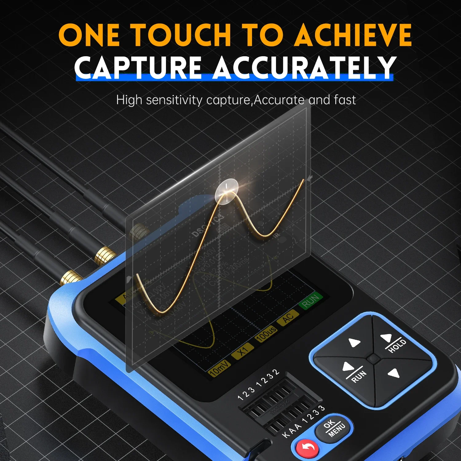 FNIRSI DSO-TC3 3 IN 1 funzione oscilloscopio digitale generatore di segnale Tester Transistor 500KHz 10 MS/s Tester di misurazione elettronico