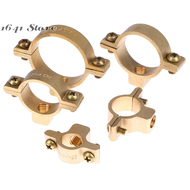 （NEW）Fit 15 22 28 35 40mm OD Tube Brass M10 Pipe Clamp Bracket Support Hanger Fixed Plumbing Water
