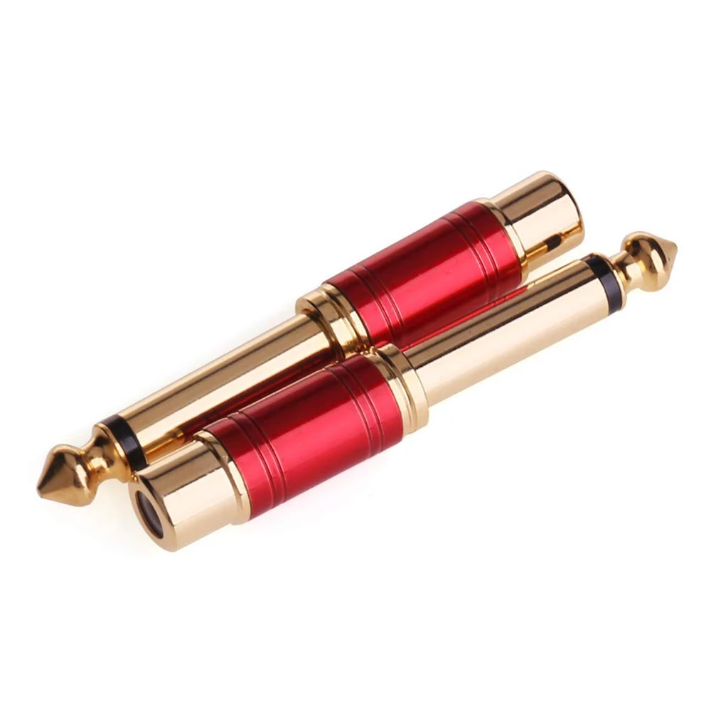 6.35mm 1/4 inch Male Mono to RCA Female Interconnect Audio Adapter Conversion Plug (Red 2 Pack)