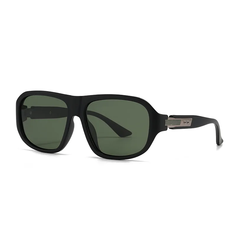 `Retro Pilot Oval Polarized Sun Glasses Unisex Heavy Thick Frame Metal Decoration UV400 Protection Vacation Beach Sunglasses