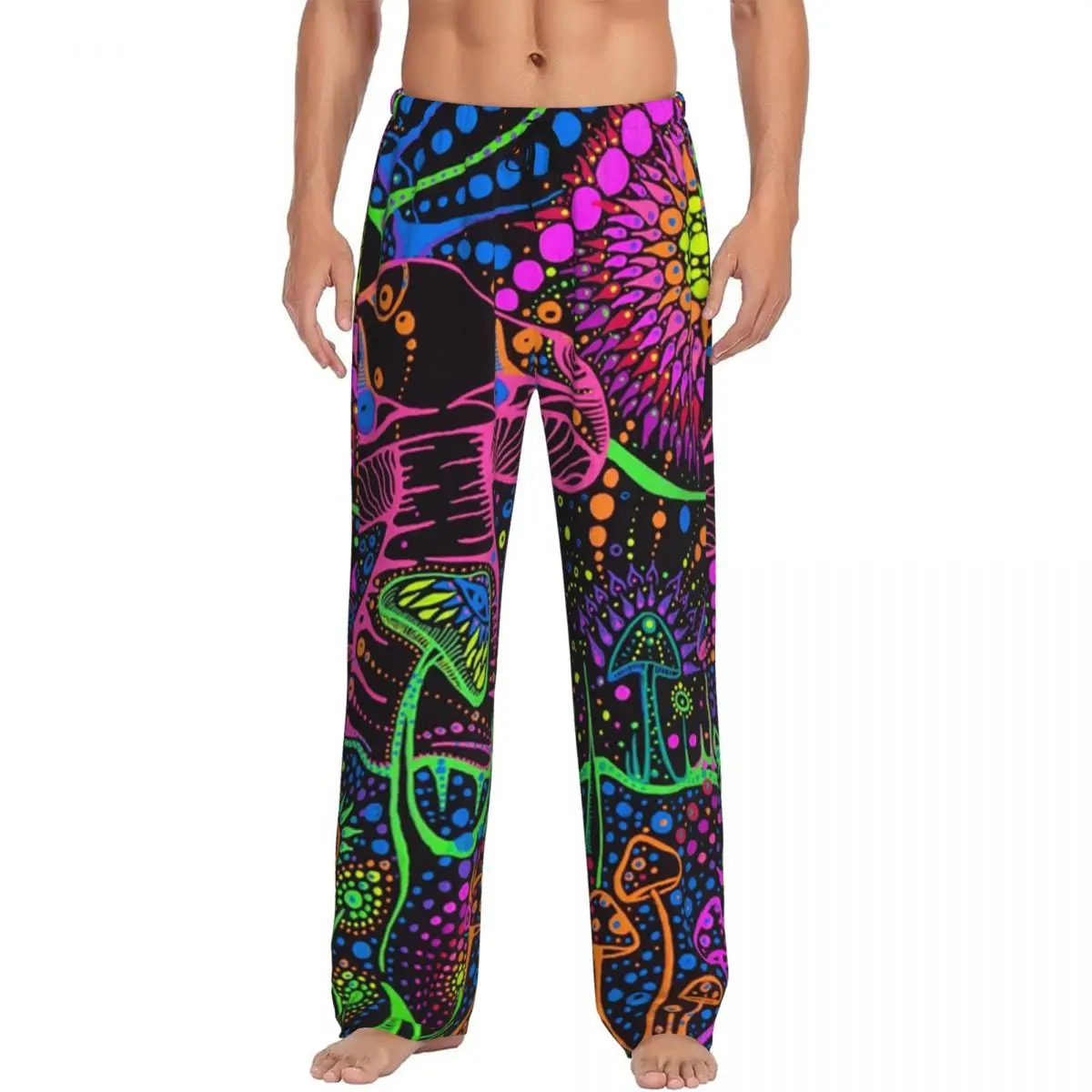 

Custom Psychedelic Magic Rainbow Mushrooms Pajama Pants Sleepwear Elastic Waistband Mysterious Boho Sleep Bottoms with Pockets