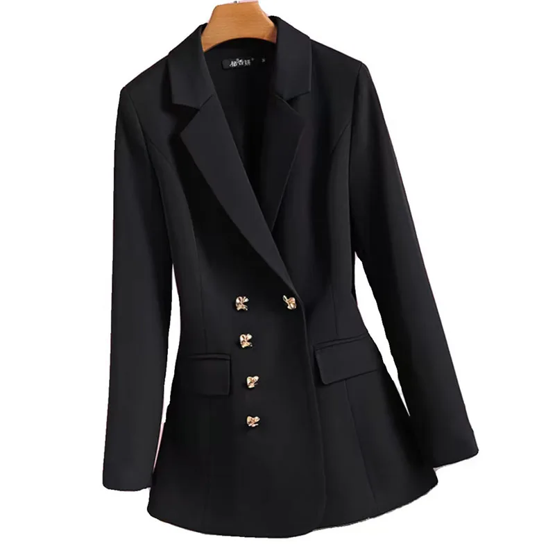 

New 2025 Spring Autumn Suit Coat Women's Suit Blazer Emperament Double Row Suit Jacket Black Jacket Casual Coat Top Female