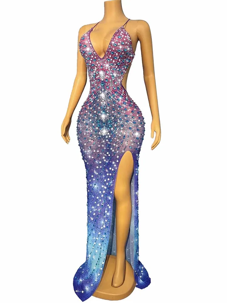 Hochwertiges, heißprägenes, sexy Straps-V-Ausschnitt, rückenfreies Kleid, 2025, neue Mode, individuelle Damenbekleidung