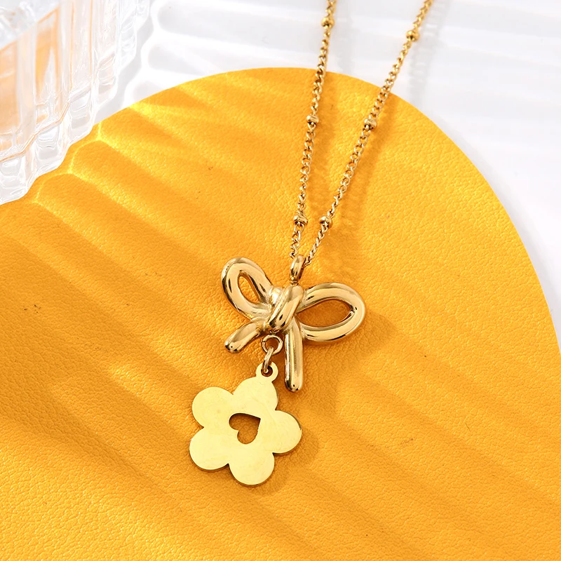 EILIECK 316L Edelstahl Herz-Blumen-Perlen-Halskette Ohrringe Set für Damen Mode-Schmuckset Wasserdicht Bijoux Femme – Detail 19