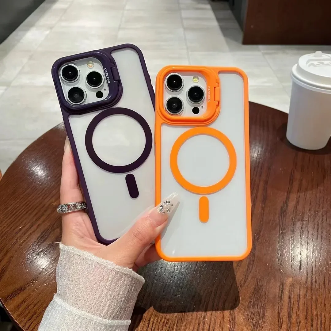 เคสติดกล้องสำหรับ iPhone 16 15 14 13 12 Pro Max Plus ฝาหลังแม่เหล็กสำหรับ Magsafe ป้องกันการกระแทก ใส