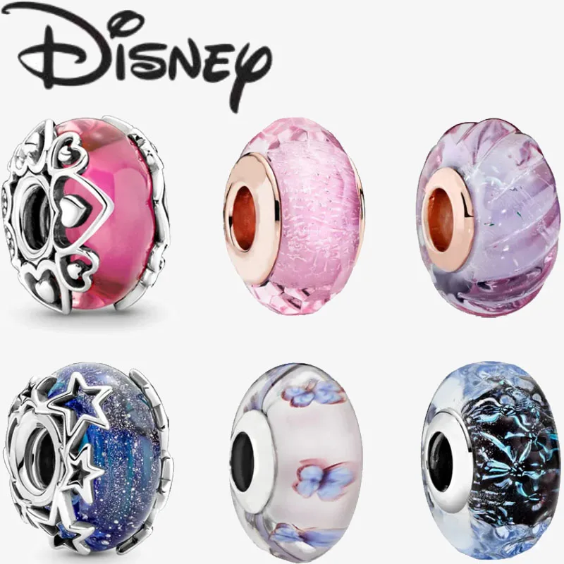 Disney 2024 New Fashion Creative Murano Glass Charm for Pandora Original Bracelet Accessories Premium Fine Charms Jewellery Gift