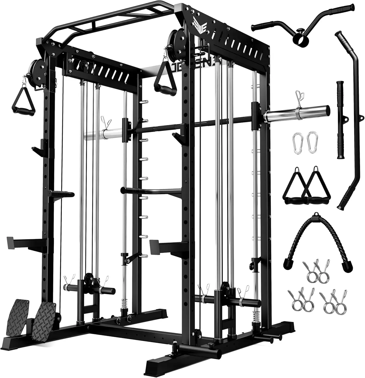 JELENS M21 Smith Machine, Multi-Function Power Cage with Dual Pulley Cable Crossover System, 2000LBS All-in-One