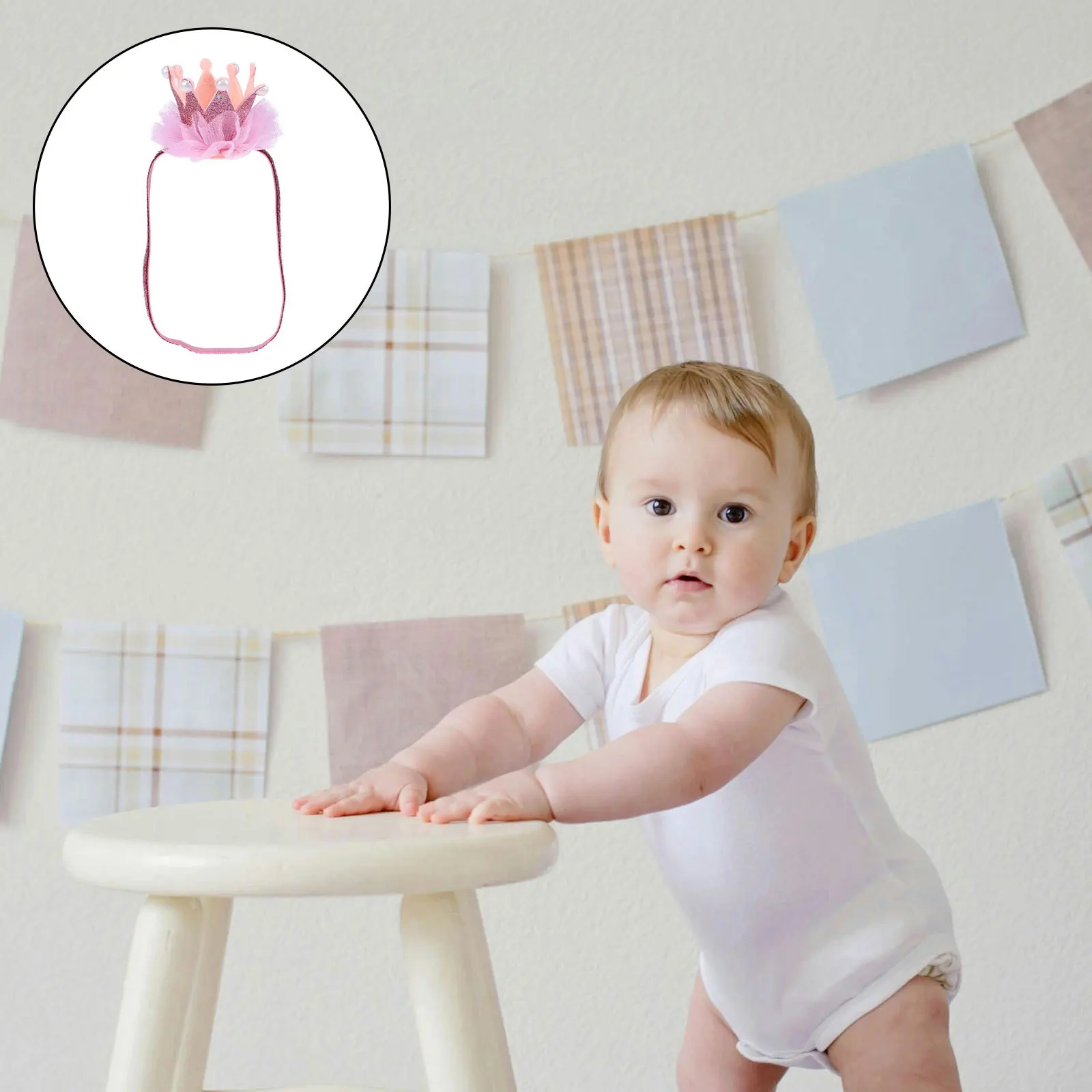 

Pink Crown Baby Girl Hairband Knotted Elastic Infant Headband Photo Prop Headbands for Girls Newborn Headband Elastic Hair Band