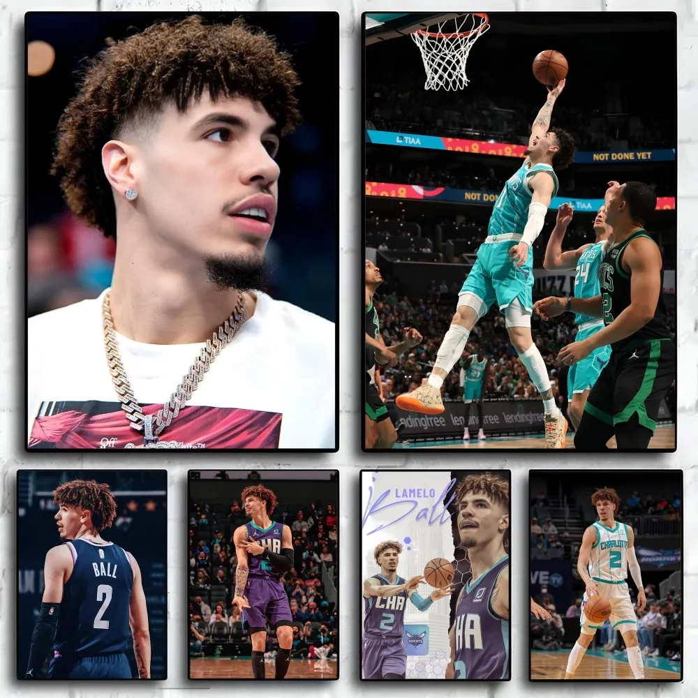 1PC Lamelo Ball Poster autoadesivo Art adesivo di carta impermeabile Coffee House Bar Room Wall Decor