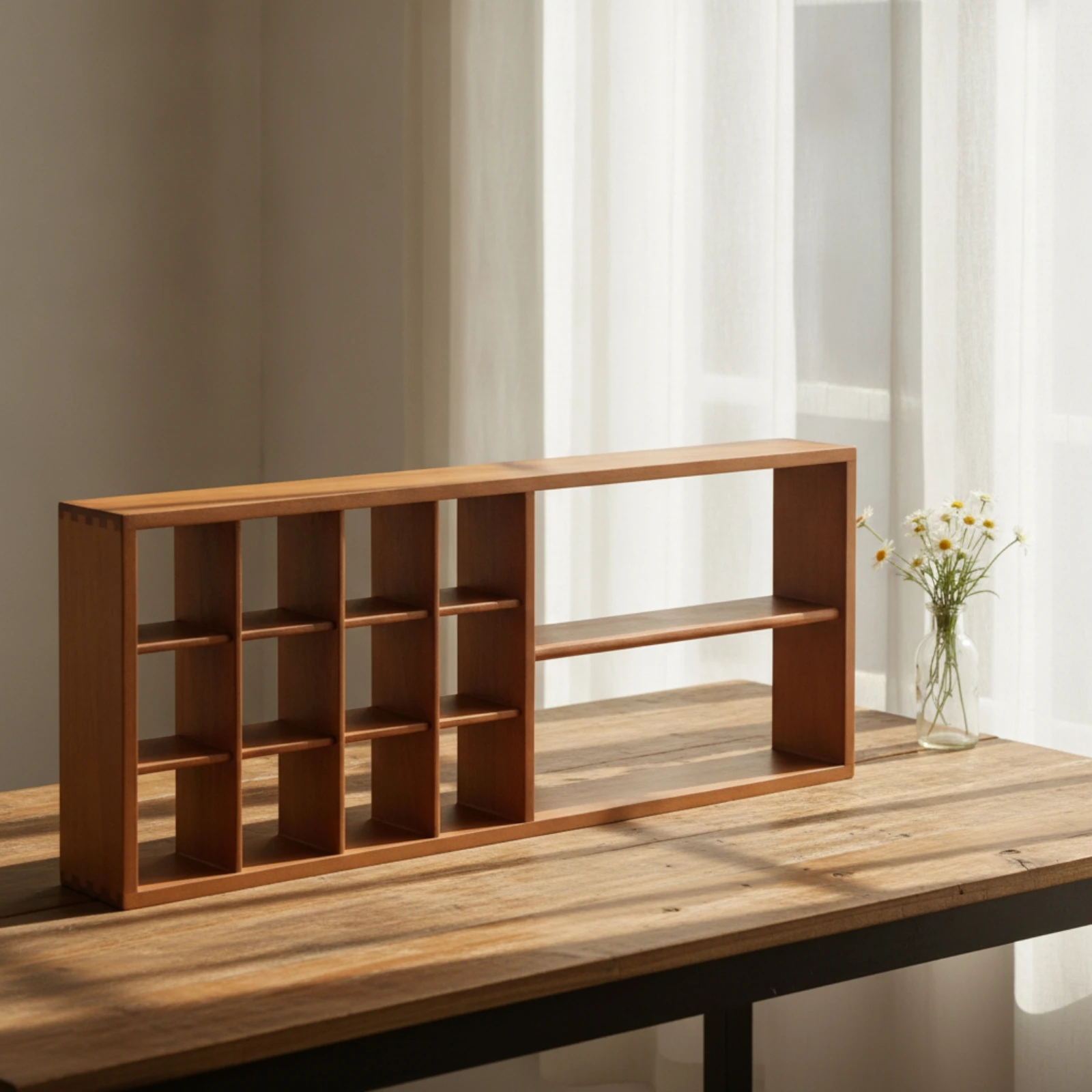 Desktop Storage Rack Cherry Wood Desk Storage Organizer Desk Organizer Compact Desktop Shelf Sturdy for Coffee Station