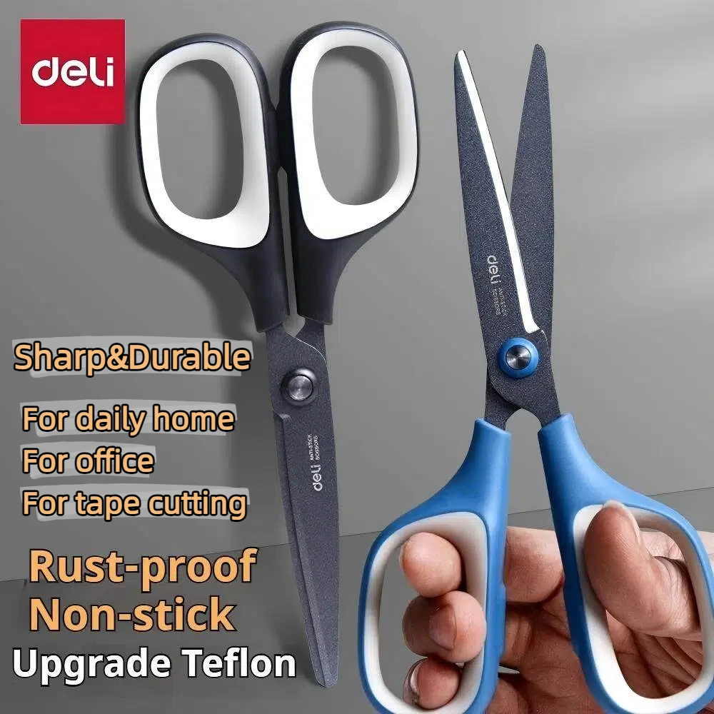 

1pc Durable Black Edge Scissors, Anti-Rust Non-Stick Coating, Multipurpose for Home, Office, Craft Paper & Tape Cutting Tool