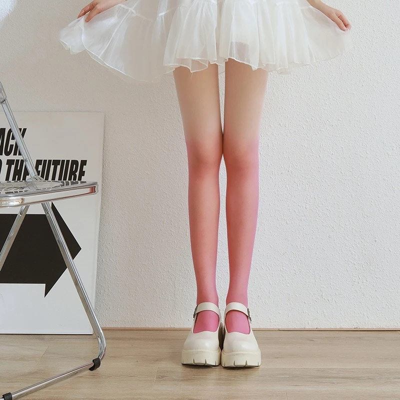 New Arrival Gradient Tights for Women Sexy Black Thin Candy Color Pantyhose Fashion Personality Nightclub Party Longh Stockings