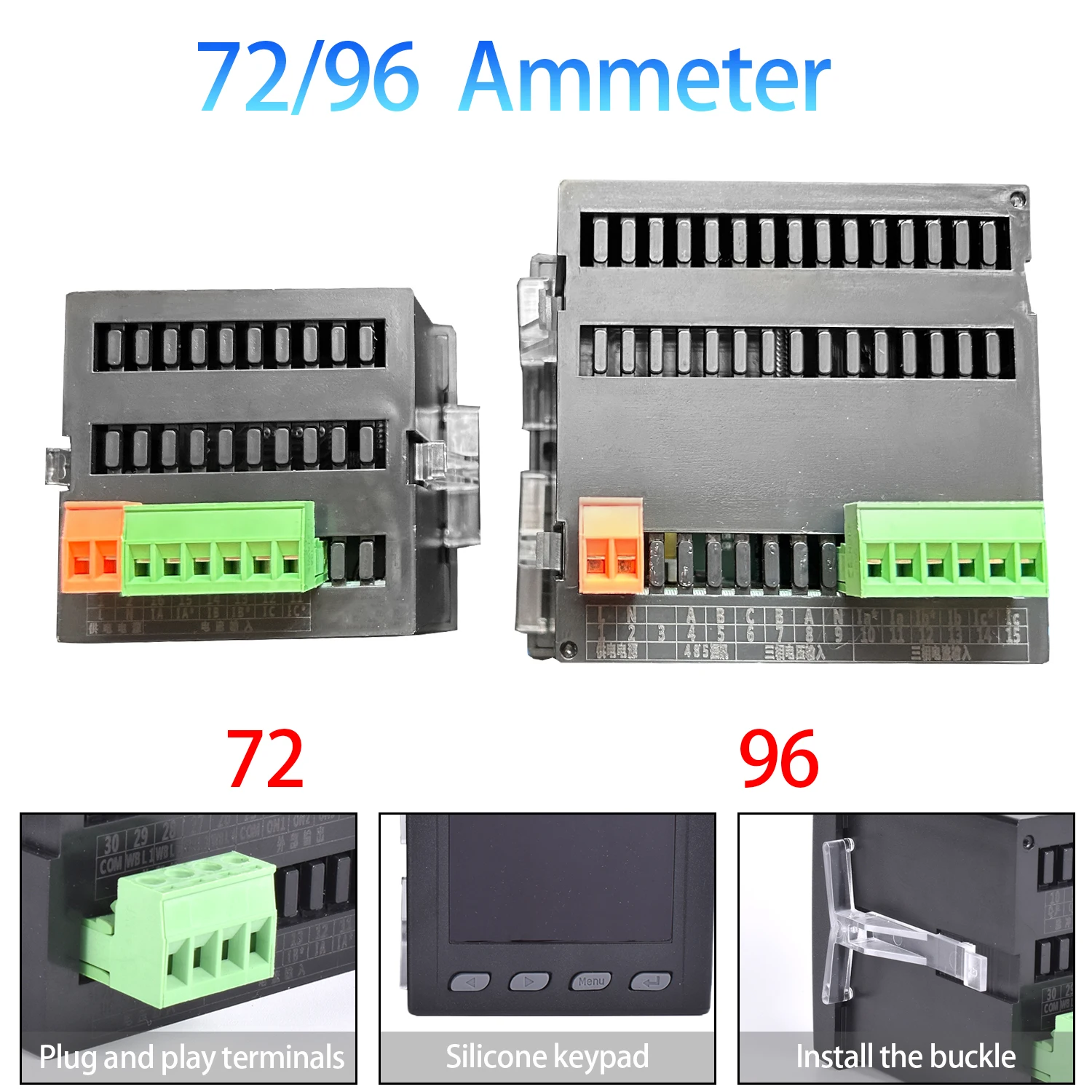 Three-phase 3voltmeter ammeter multi function kwh led lcd digital single energy electricity kilowatt-hour meter distribution box