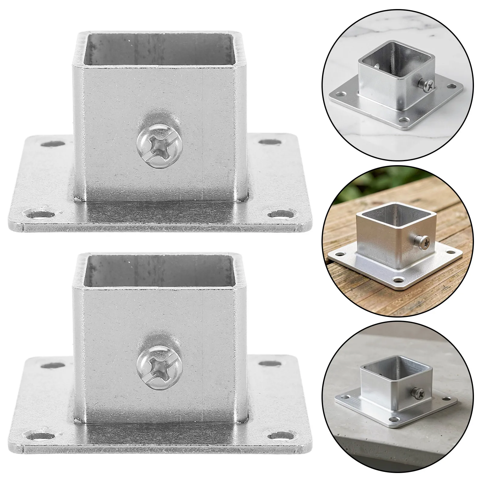 6Pcs Stainless Steel Square Post Flange Base Heavy Duty Anchor Plate Fence Post Support Bracket for Deck Railing