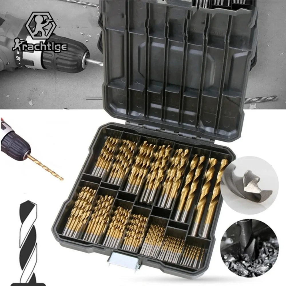 99Pcs Titanium Drill Bit Set High-Speed Steel Drill Bits for Steel Plate Wood Plastic Metal Copper Alloy Woodworking Hole Opener