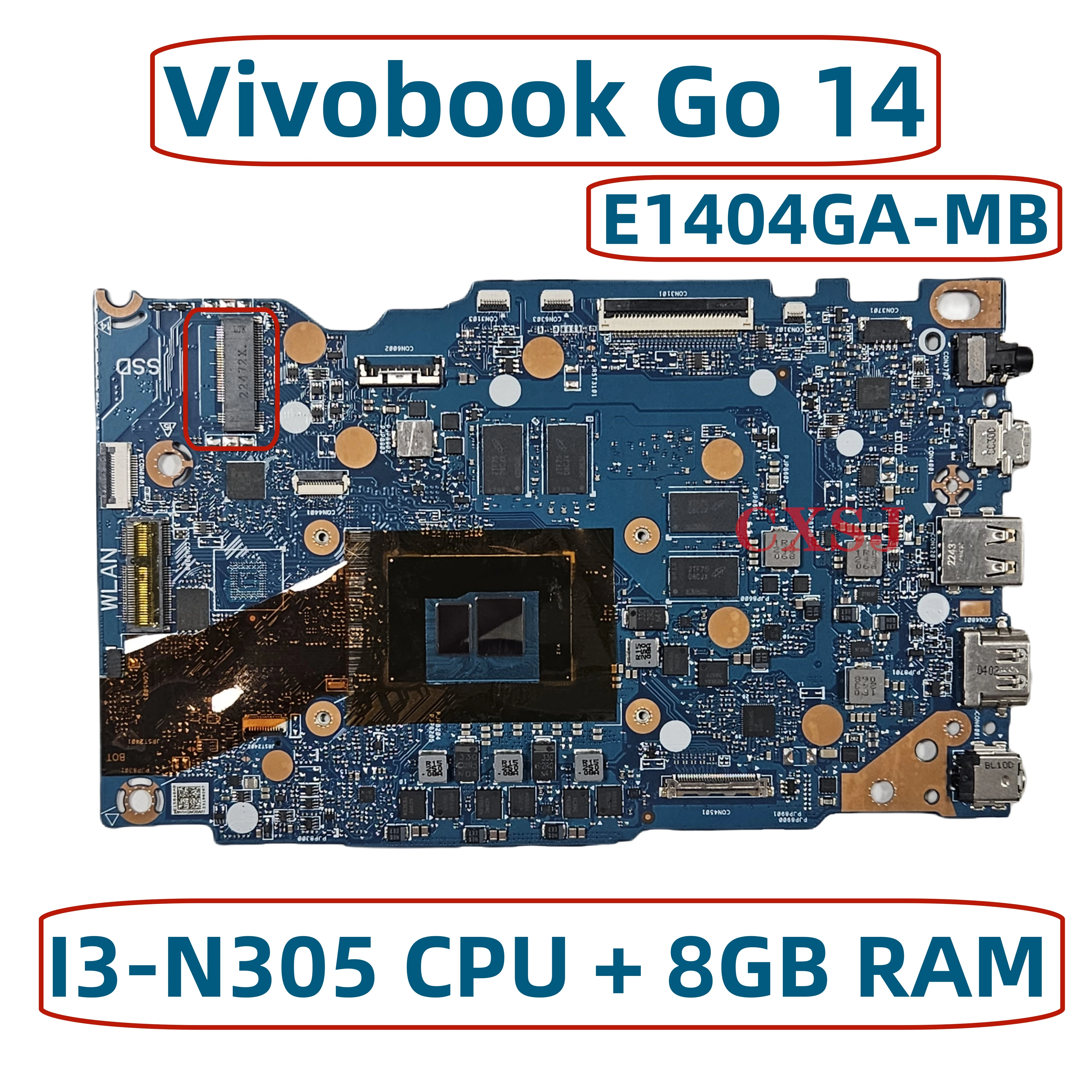 لوحة أم تم اختبارها بالكامل لجهاز ASUS Vivobook ، Go 14 ، E1404 ، من من من من نوع CPU ، RAM 8G ، اللوحة الرئيسية ، تم اختبارها