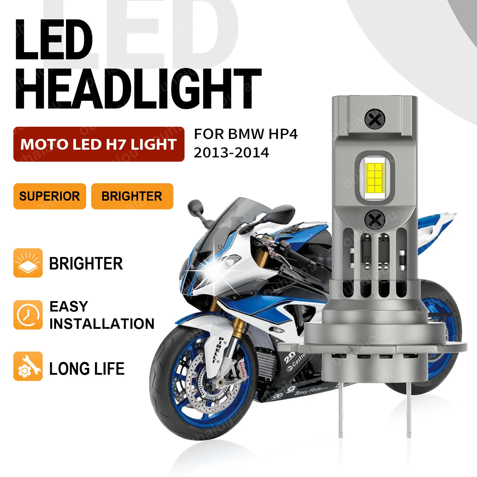 

For BMW HP4 2013 2014 H7 LED Moto Headlight Bulb Super Bright 6000K 15000LM 12V Lights Canbus Motorbike