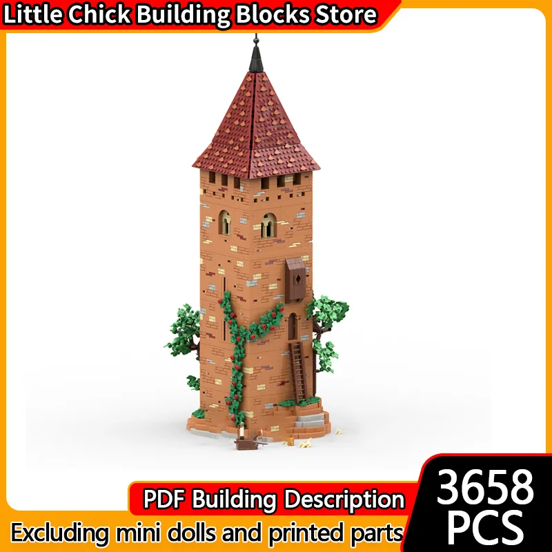 

Средневековый замок, модель MOC, строительные кирпичи, романская архитектура, башня, модульная технология, детские праздничные подарки, сборные игрушки