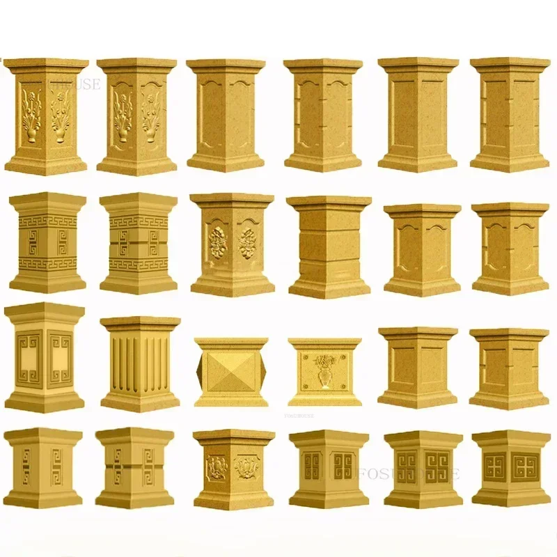 

European Durable ABS Plastic Steel Roman Pier Column Square Base Mold Home Gardening Outdoors Flower Pot Base Cement Mold r
