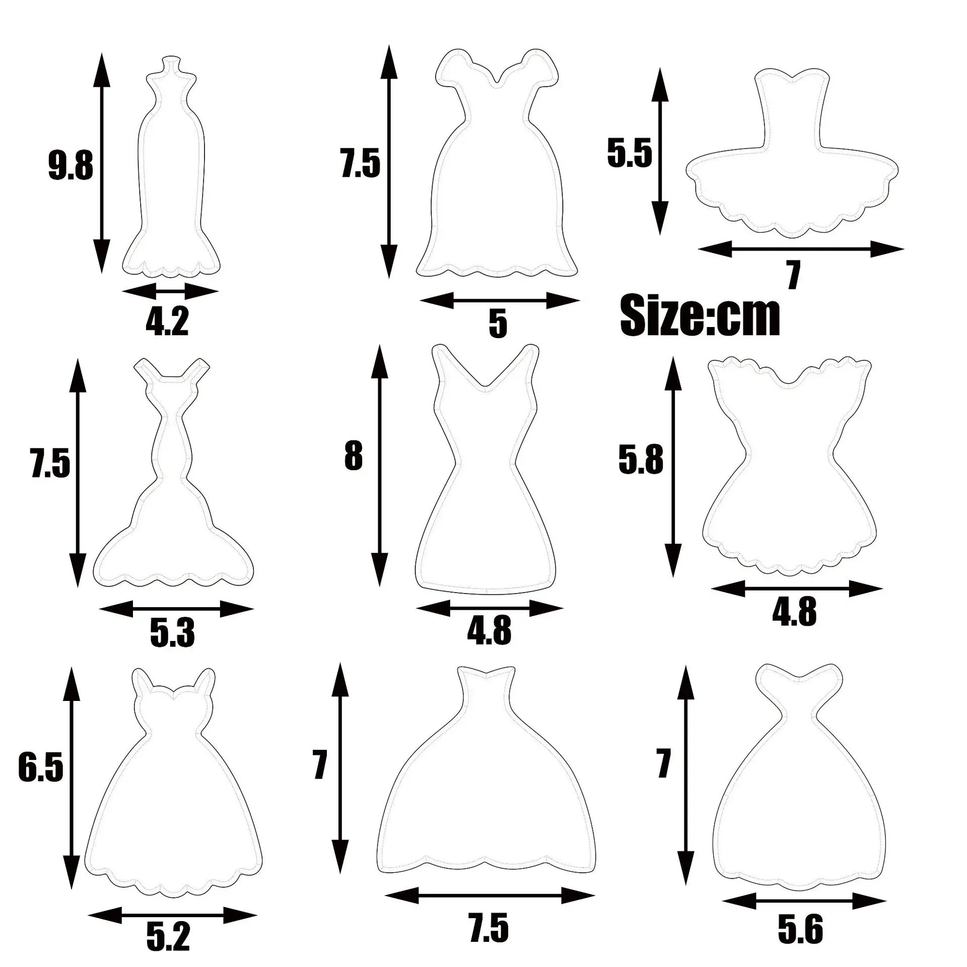 Princess Dress Valentine's Day Cookie Cutter Plastic Biscuit Chocolate Cake Decorating Tools Sugar Printing Model