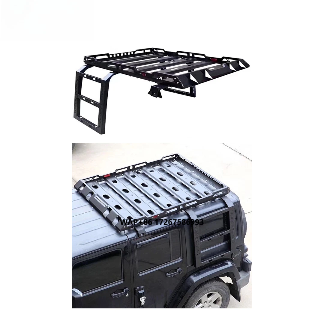 

Liush SUV Accessory Car Platform Roof Rack for Jeep Wrangler JL JK 2018+ with Side Ladder Aluminum Alloy Manganese Steel