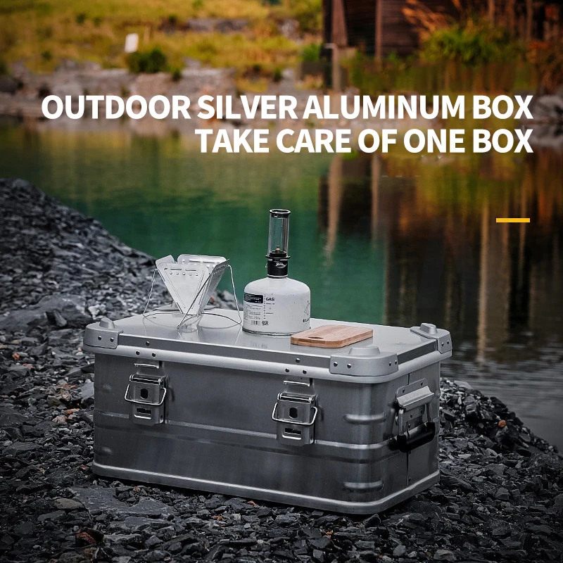 30L-80L Outdoor Camping Aluminum Alloy Storage Box Multi functional Car Large trunk Self driving Metal Sorting Box