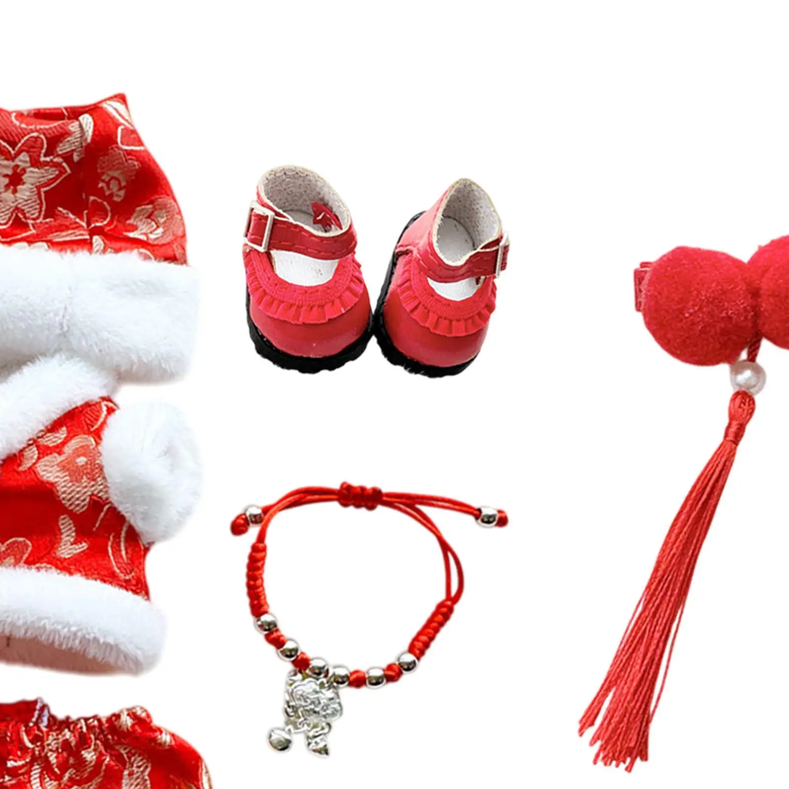 Ropa de muñeca de peluche para muñeca de 17cm, traje Tang, accesorios para fotos, moda cómoda y bonita, ropa para muñeca, disfraz de Año Nuevo Chino