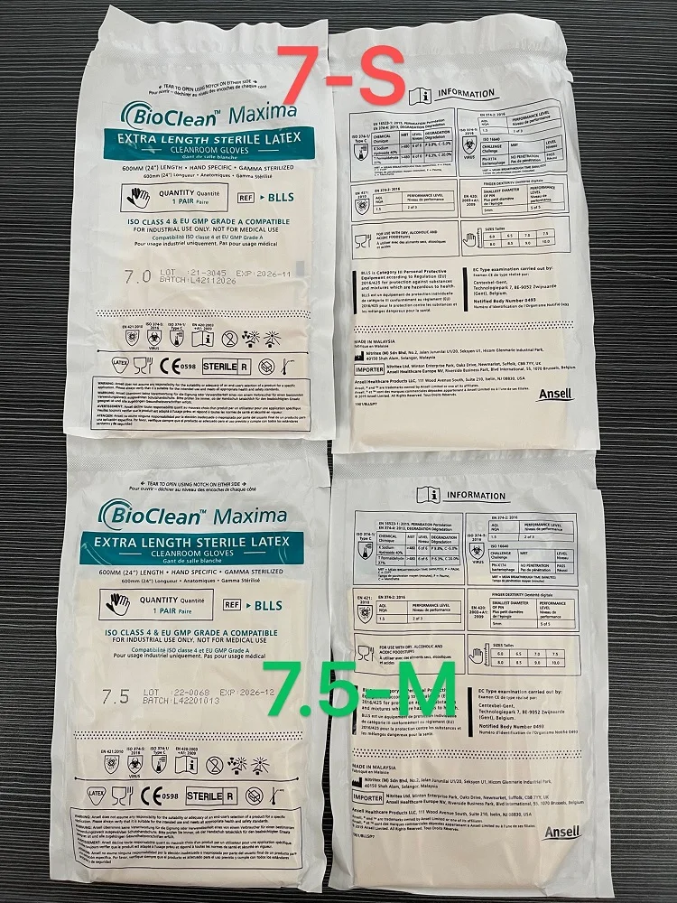 Imagem -05 - Luva Descartável para Sala Limpa de Látex Bioclean Maxima Blls Proteção Completa do Braço Iso Level eu Gmp a Level 60cm 24 Par