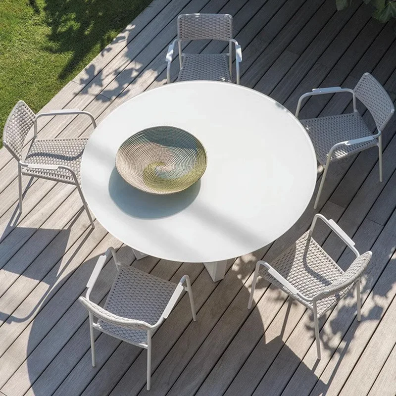 

Outdoor rattan tables and chairs Modern simple courtyard Villa area Hotel balcony Cafe Leisure rattan chairs