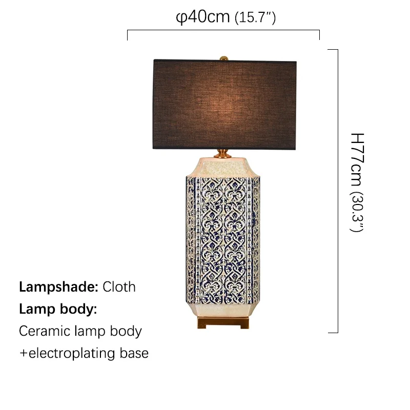 8M American CeramicTable Lamp Retro Creativity Living Room Bedroom Study Hotel Engineering Designer Desk Light