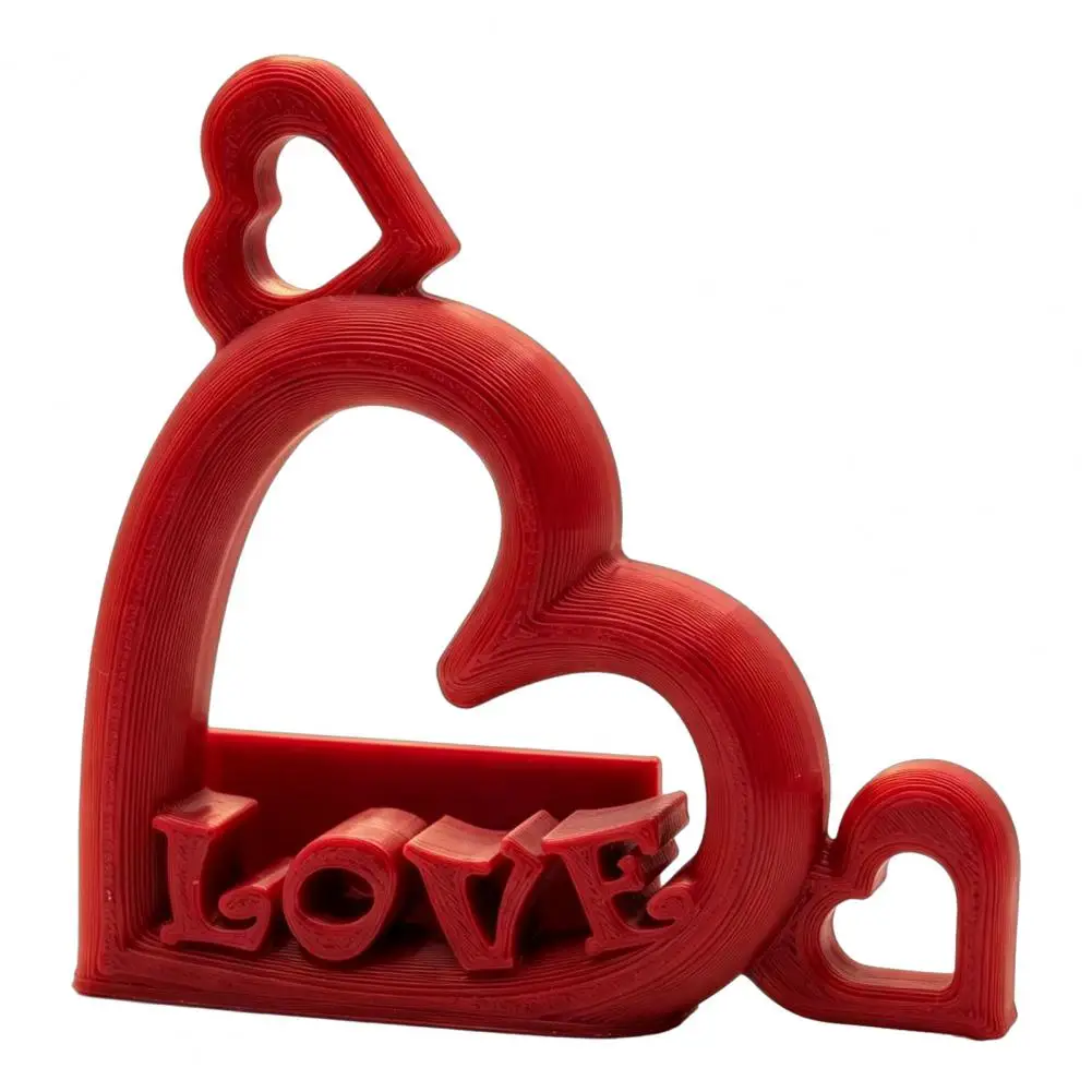 Decorative Desktop Photo Frame Heart Shaped Photo Holder Heart Photo Stand with Embossed Love Letters 3d Printed Vertical Slot