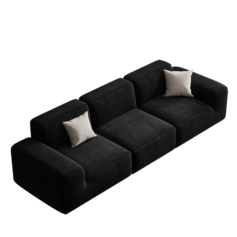 

Modern simple three-person straight row anti-fold fabric sofa
