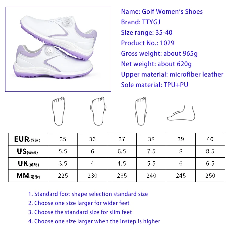 2024 golf shoes Fashion Breathable Lightweight Athletic shoe waterproof For Women Sneakers Comfortable White purple Sport Shoes