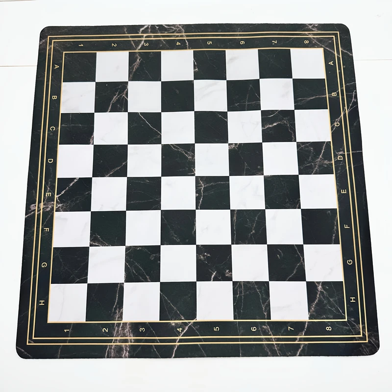 Tableau d'échecs en caoutchouc souple de couleur semblable au marbre, 52cm/20.47 pouces, grande taille, enroulable et storable, jeux d'échecs durables et divertissement
