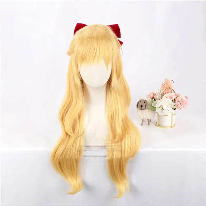 

FC6Sailor Venus cosplay wig Golden Long hair Fiber synthetic wig@FC8！