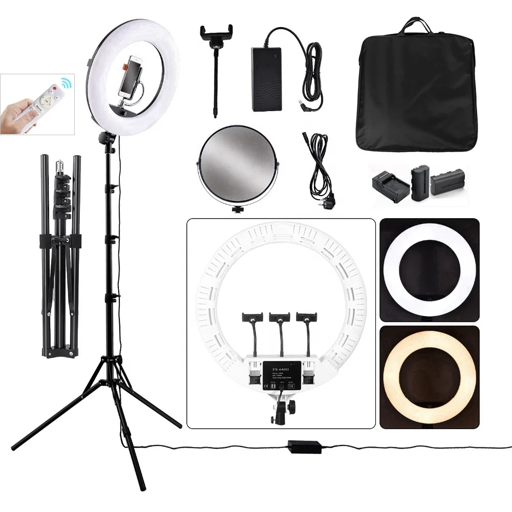 

22 inches rechargeable ring light avec tripied cell phone holder high bright 100w led professional lighting for live stream