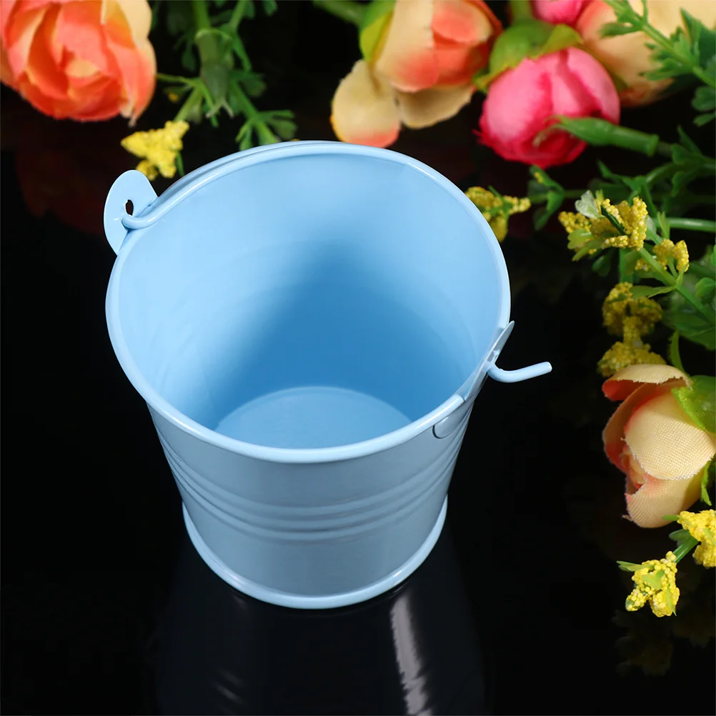 4 Pcs Mini Bucket Simple Iron Succulent Planters Creative Flower Pot Plants Metal Container Photo Prop
