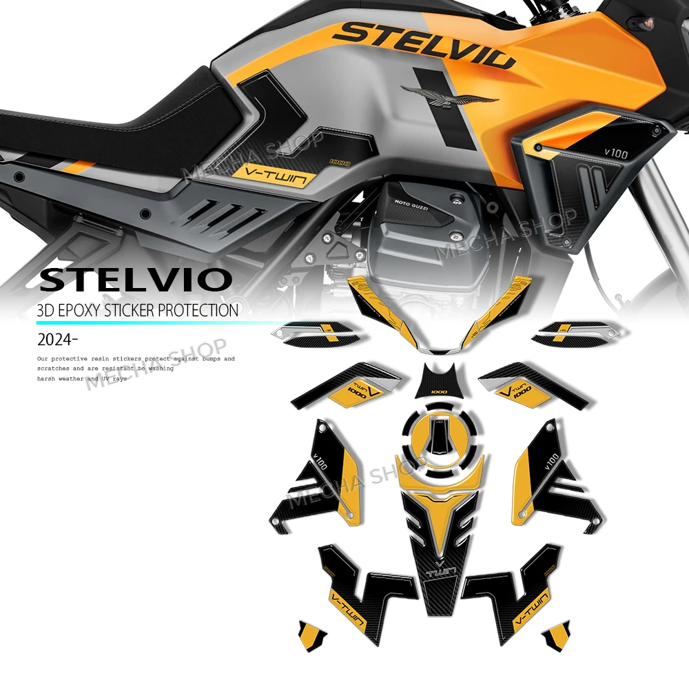 

3D Resin Motorcycle Tank Mat Sticker Protection Decals For Moto Guzzi Stelvio 2024-2026