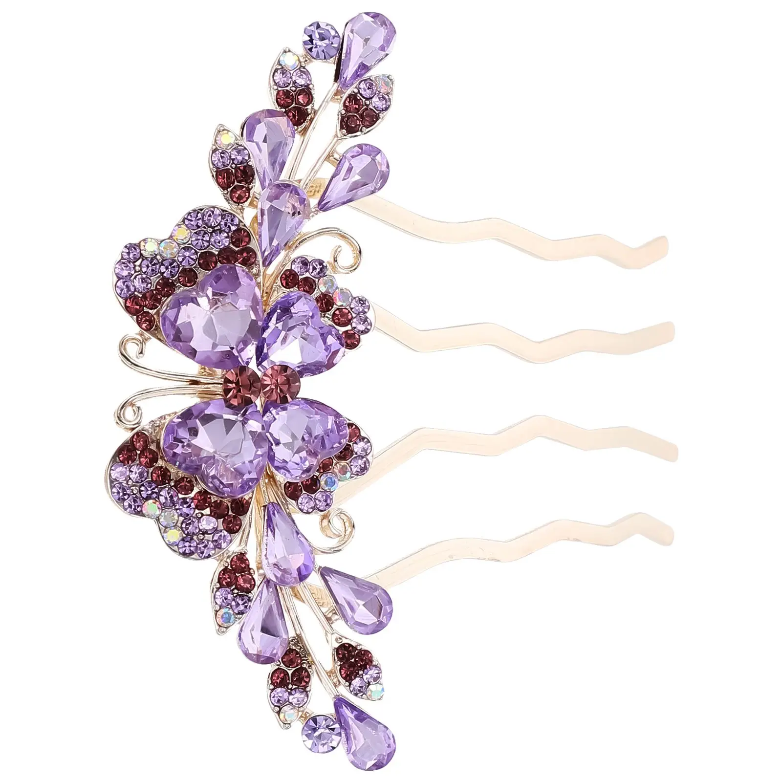 

Rhinestone Clips for Women Purple Side Combs Decorative Mother Updos Hair Accessories Non Fading Metal Hair Combs for Birthdays