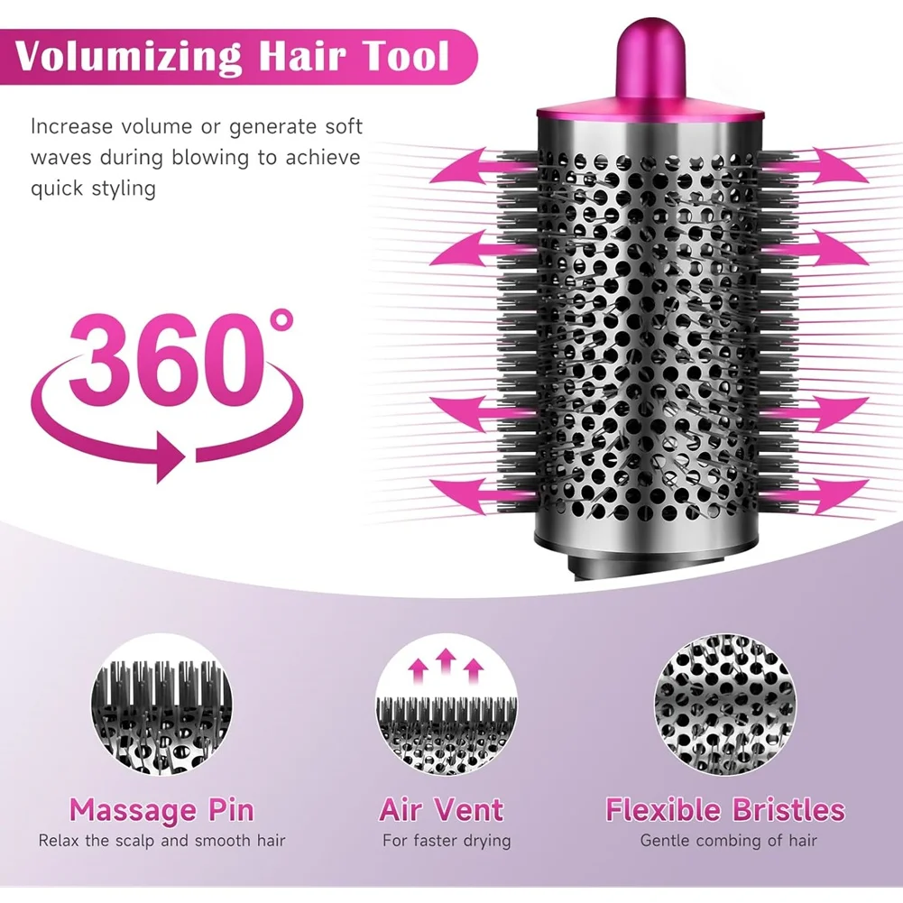 مرفق فرشاة مستديرة ومرفق تدفق الهواء لمصفف الشعر لـ Dyson Airwrap Styler HS01 HS05 HS08