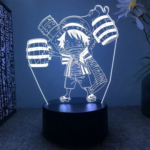 XOne Piece Luffy 3D Lamp RGB LED Night Lights Toys Roronoa Zoro Anime Lamp Kids Bedroom Table Lamp Home Lampara Manga Gift Toys