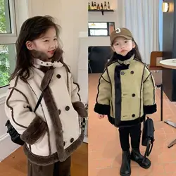 Children's Coats Fleece and Thickened Biker Fashion Jacket Baby Girl Winter Boys Clothes Spring Autumn Jacket Outwear