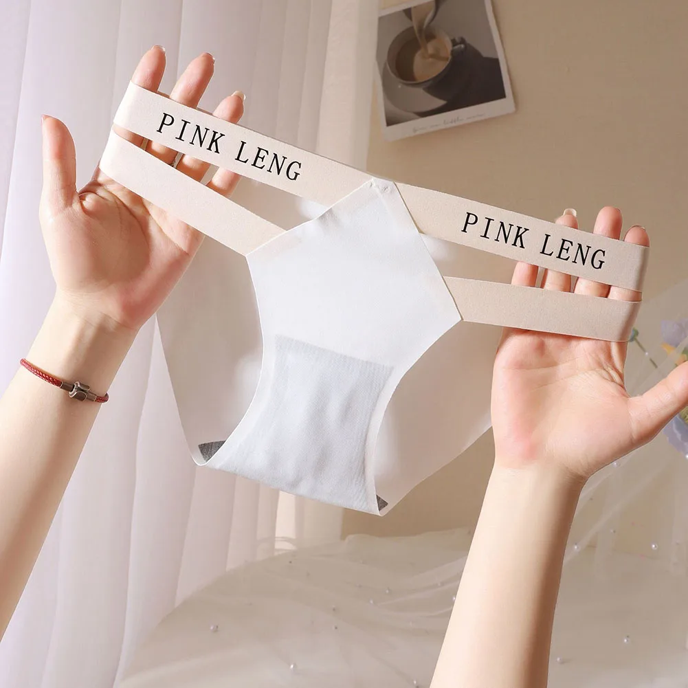Briefs Underpants Moderate Elasticity Pink Sexy Lingerie for White Silk Girls Light Low Waist Skin  Briefs Underpants