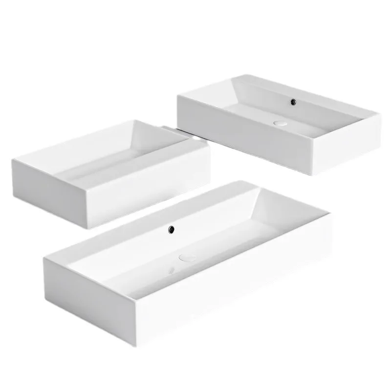 

Настольная раковина большого размера Tuochi, сверхдлинная стирка, бытовая керамическая встроенная квадратная стирка, ванная комната отеля