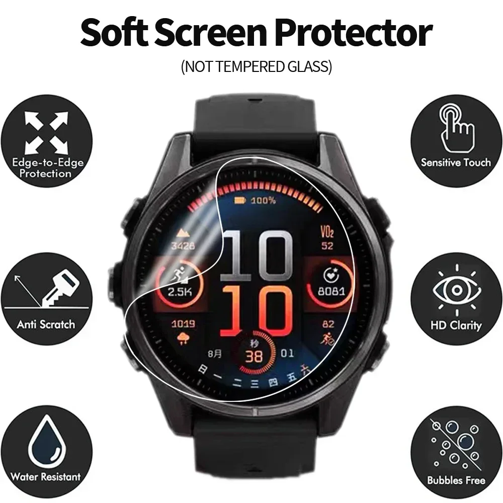 

3PCS Hydrogel Film for Garmin Fenix 8 43mm 47mm 51mm Soft TPU Watch Screen Protectors HD Clear Protective Cover for Fenix 8