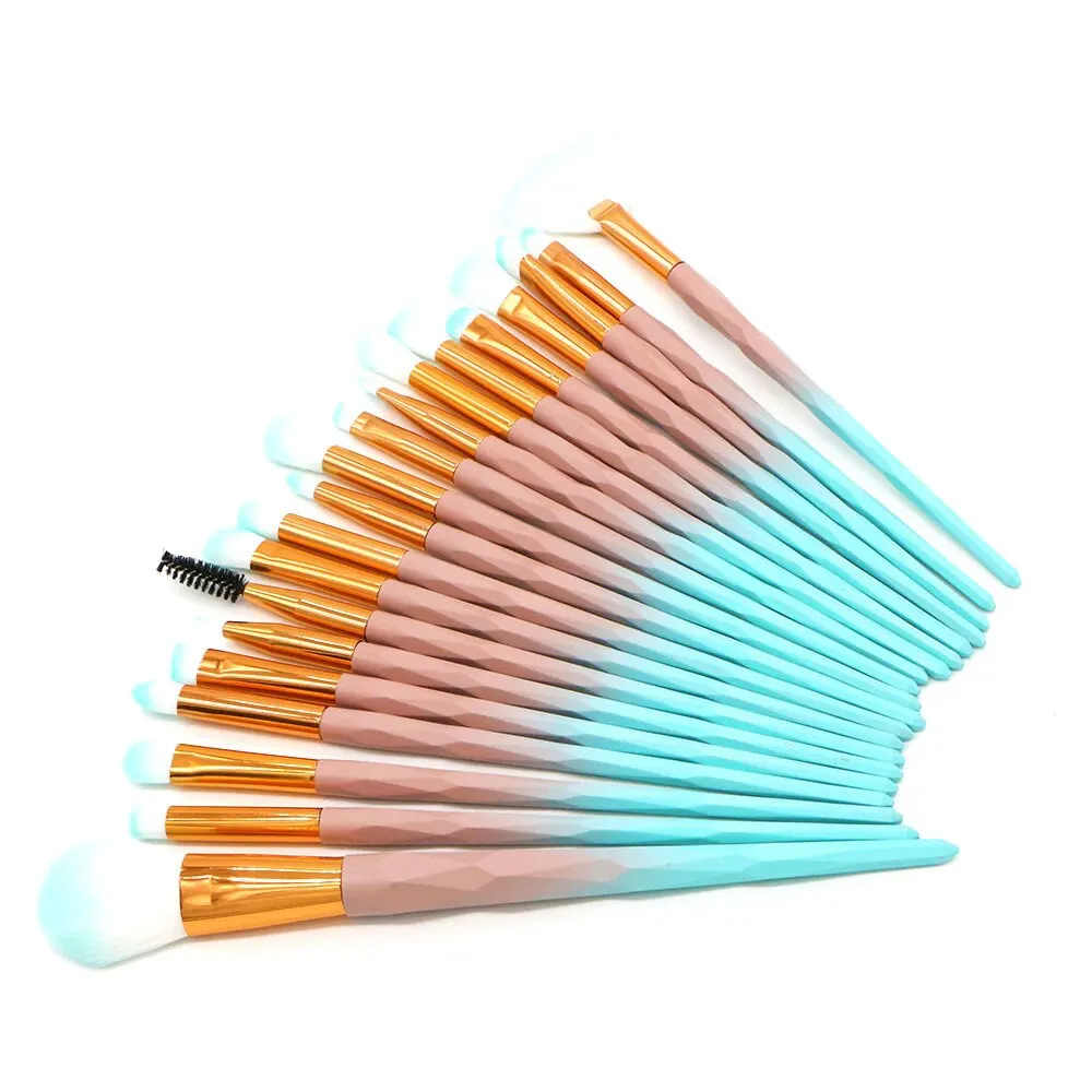 ชุดแปรงแต่งหน้า 20 ชิ้น ด้ามจับไล่เฉดสี ขนแปรงสังเคราะห์นุ่มระดับมืออาชีพ สำหรับลงแป้งรองพื้น อายแชโดว์ อุปกรณ์แต่งหน้า