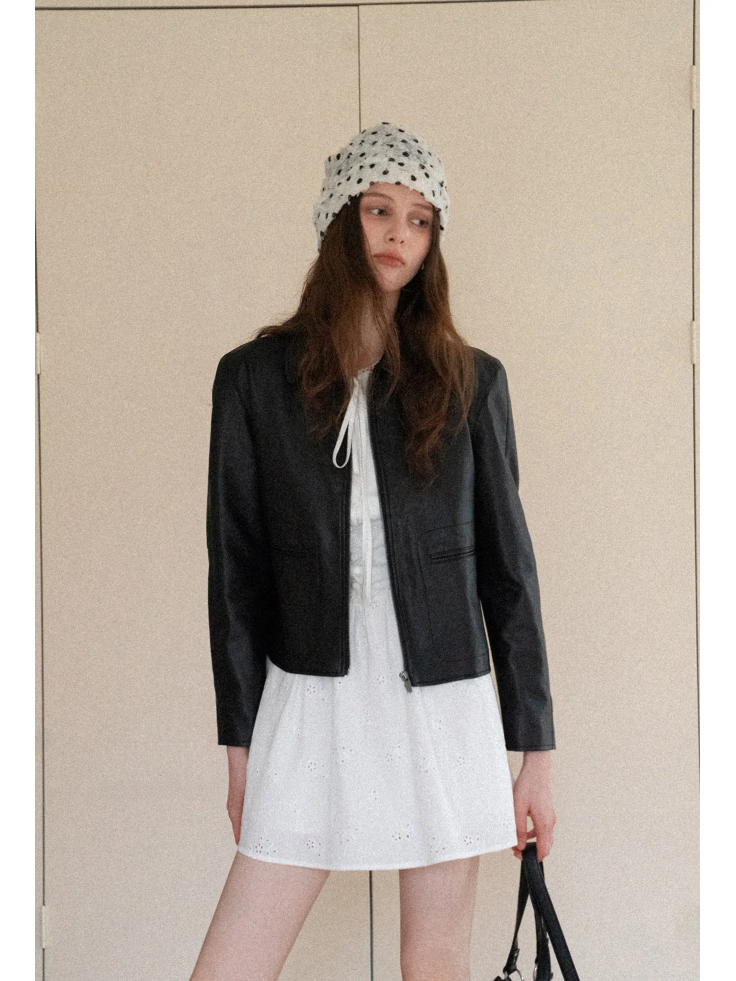 Eggka Bla PU Pelle Jaet ort Capispalla Donna Autunno Nuovo Sle Cool Ele Dimagrante High-End Feeling Top